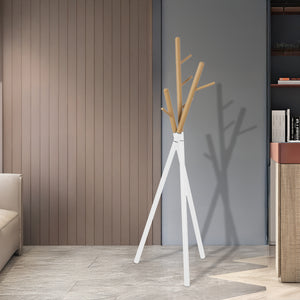 Appendiabiti da Terra Laerdal Porta Abiti Treppiede in Acciaio 172x49x49 cm Bianco [en.casa]