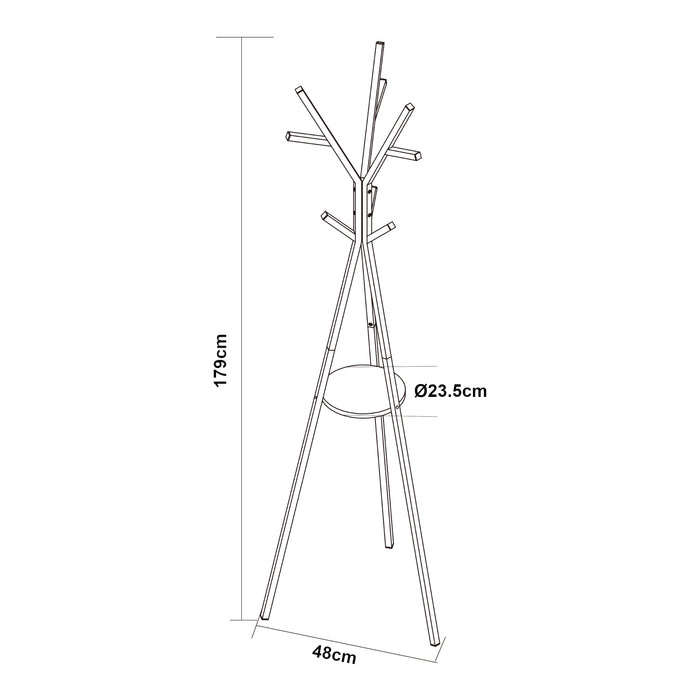 Appendiabiti da Terra Edet con Ripiano in Metallo Altezza 179 cm - Bianco [en.casa]