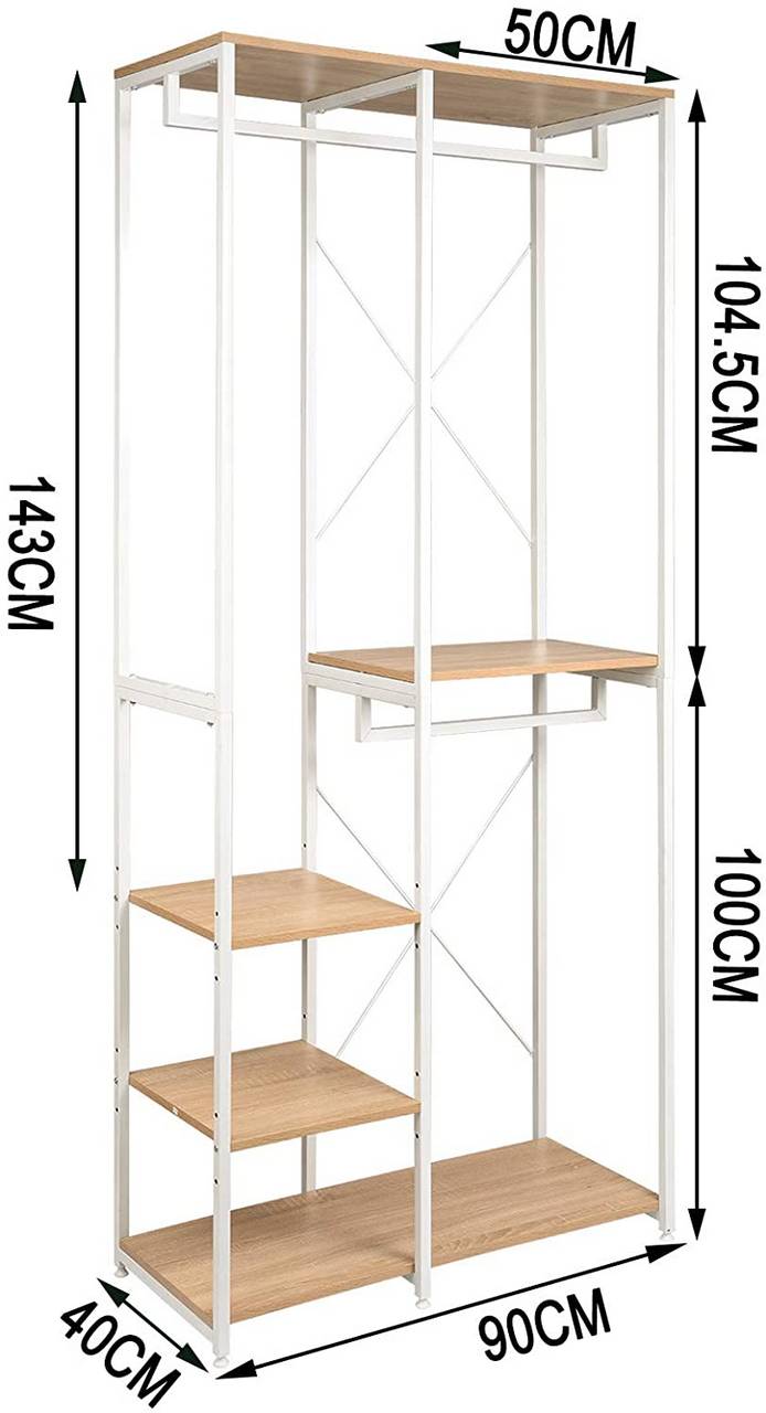 Appendiabiti grande regolabile Appendiabiti a 4 livelli Scarpiera Marrone Bianco19_0000481