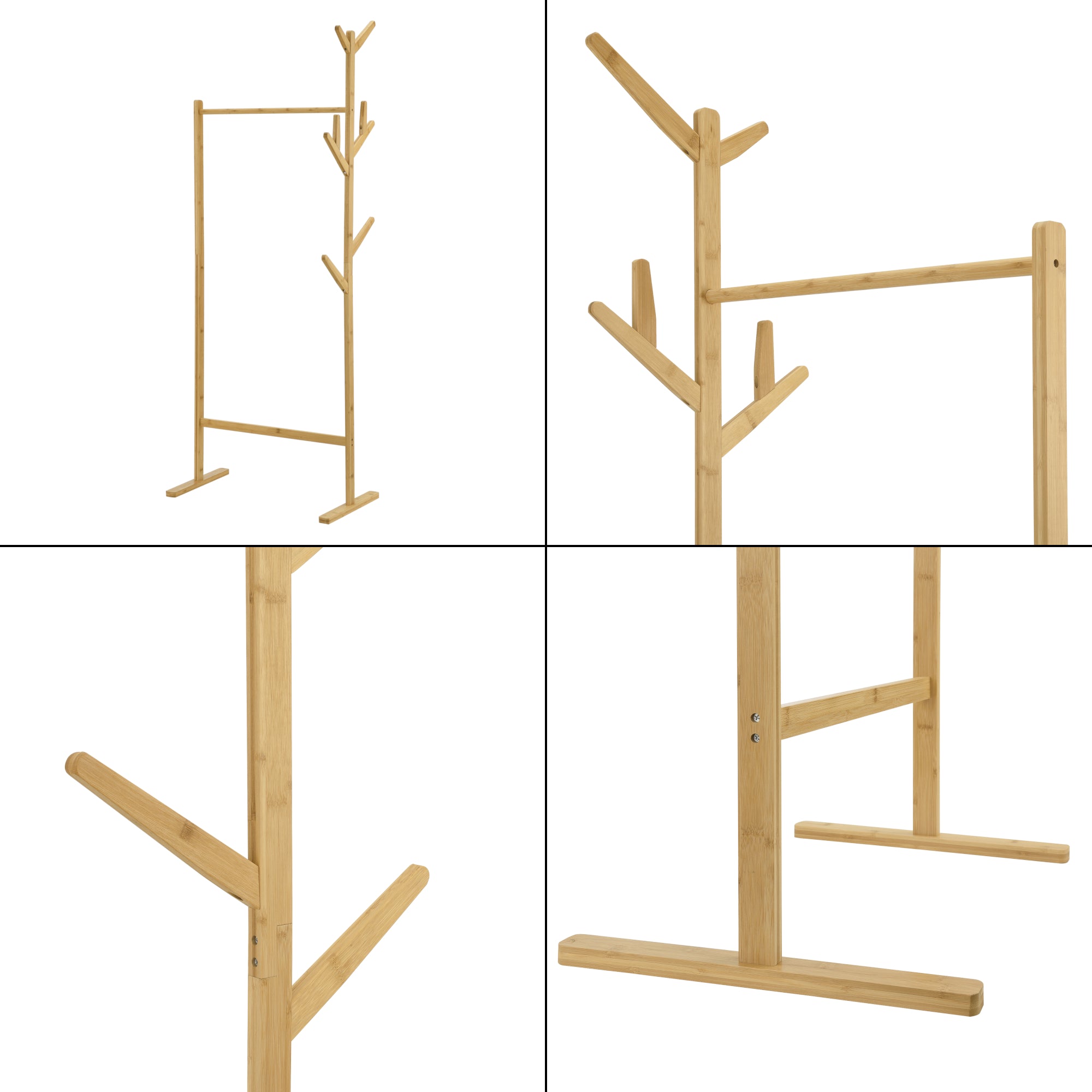 Stand Appendiabiti Nordreisa con Barra e Bracci - bambù [en.casa]