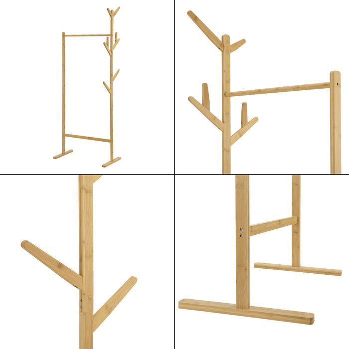 Stand Appendiabiti Nordreisa con Barra e Bracci - bambù [en.casa]