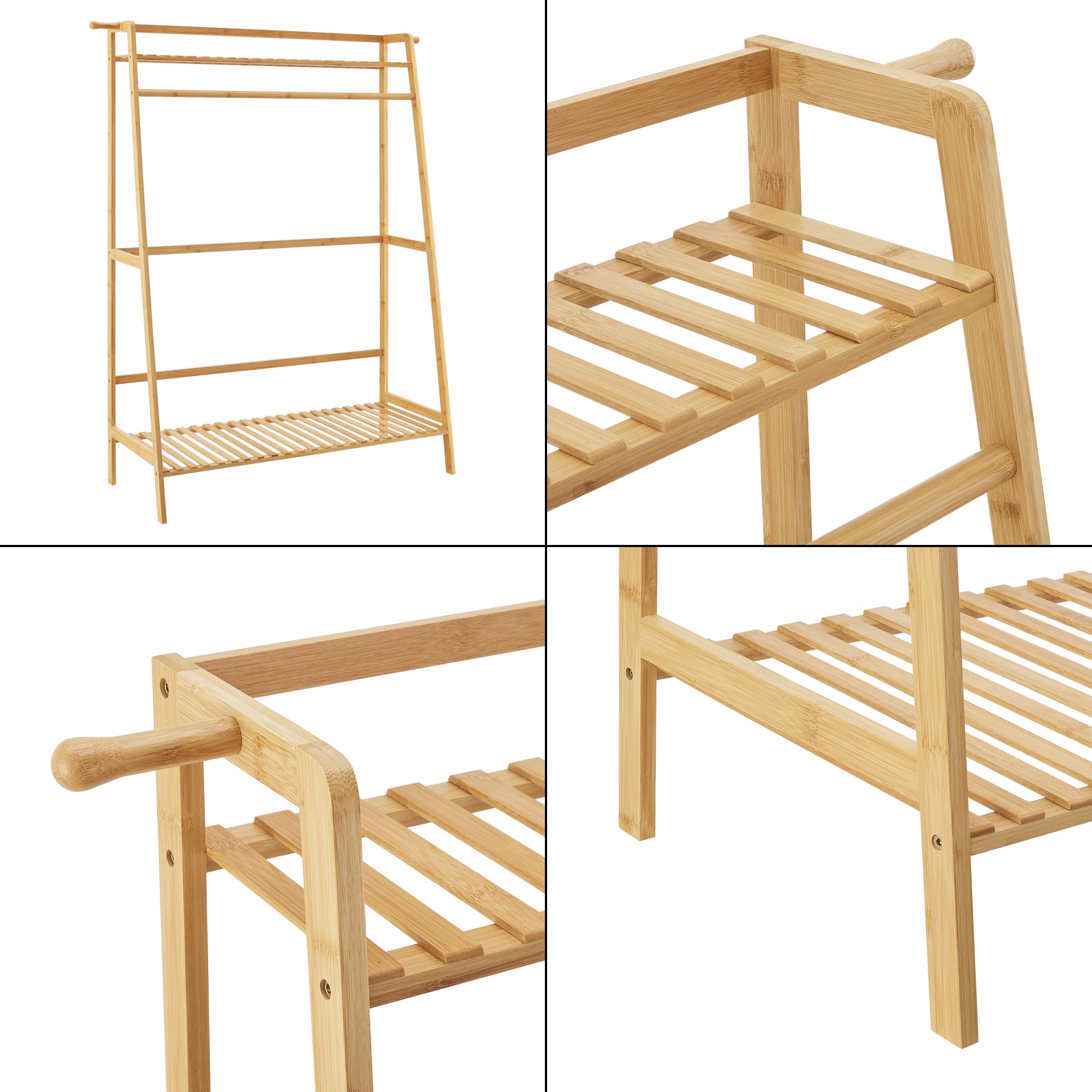 Stand Appendiabiti 'Föglö' Organizzatore Guardaroba in bambù [en.casa]