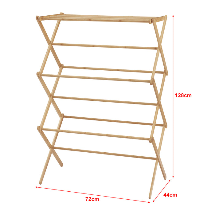Stendino Verticale Grinau Stendibiancheria a Fisarmonica Bambù Naturale [en.casa]