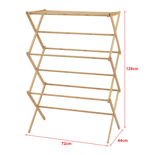 Stendibiancheria pieghevole in bambù 128 x 72 x 44 cm naturale 03_0007072