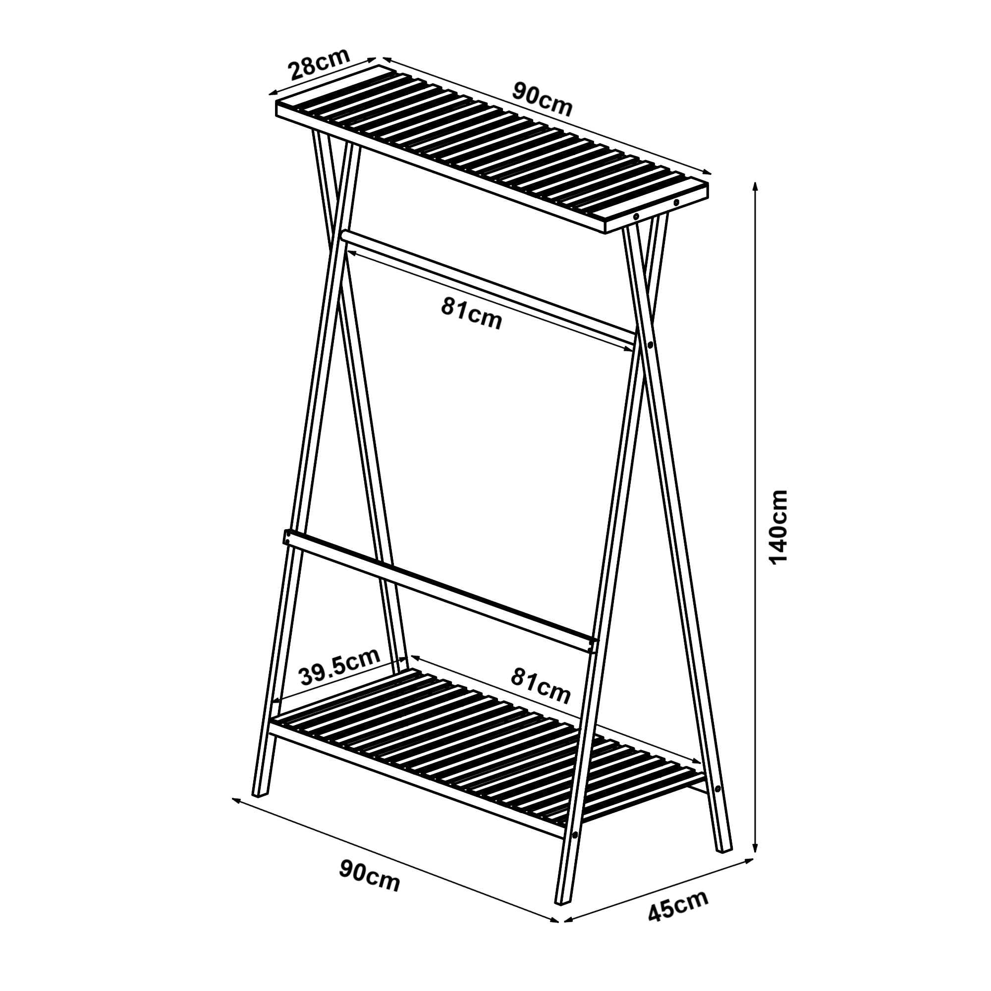 Stand Appendiabiti Horten in Bambù 140 x 90 x 45 cm Naturale [en.casa]