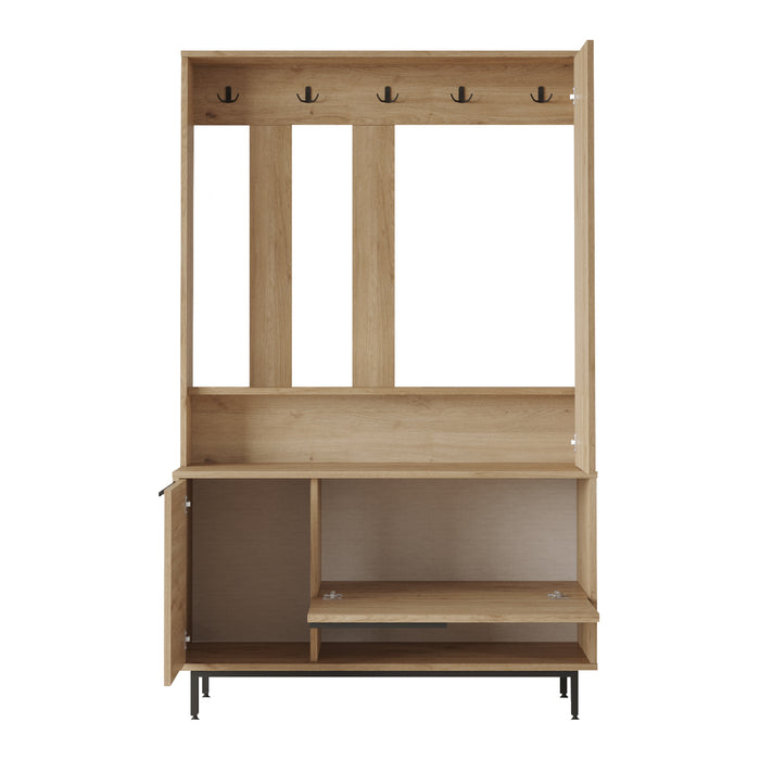 Mobile da Ingresso Kvænangen Armadio Guardaroba Semiaperto - Effetto Rovere / Rattan [en.casa]