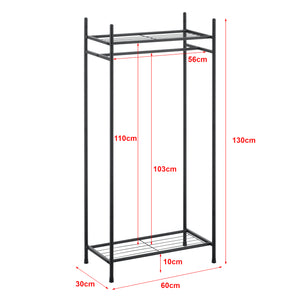Organizzatore Guardaroba, Scaffalatura con Asta Appendiabiti e 2 Ripiani, Cabina Armadio Senza Ante (AxLaxP) 130 x 60 x