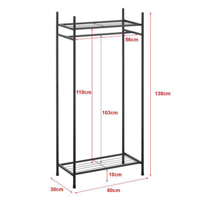Organizzatore Guardaroba, Scaffalatura con Asta Appendiabiti e 2 Ripiani, Cabina Armadio Senza Ante (AxLaxP) 130 x 60 x