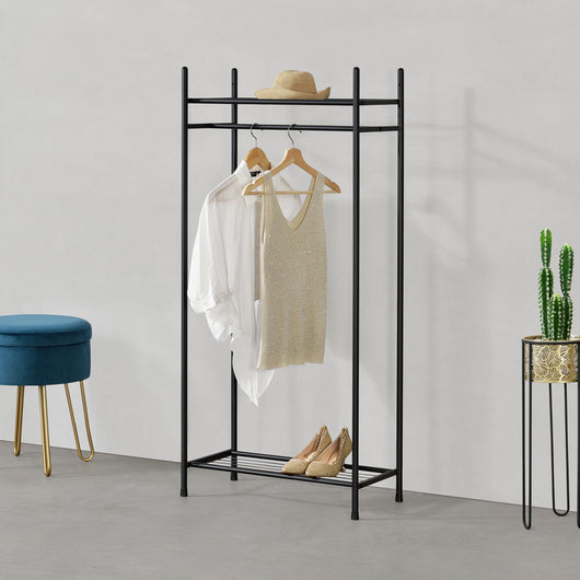 Organizzatore Guardaroba, Scaffalatura con Asta Appendiabiti e 2 Ripiani, Cabina Armadio Senza Ante (AxLaxP) 130 x 60 x