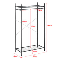 Organizzatore Guardaroba, Scaffalatura con Asta Appendiabiti e 2 Ripiani, Cabina Armadio Senza Ante (AxLaxP) 150 x 80 x