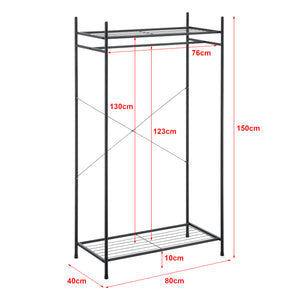 Organizzatore Guardaroba, Scaffalatura con Asta Appendiabiti e 2 Ripiani, Cabina Armadio Senza Ante (AxLaxP) 150 x 80 x