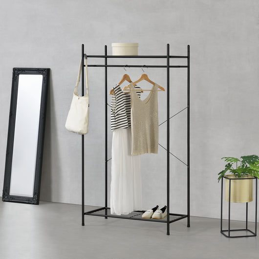 Organizzatore Guardaroba, Scaffalatura con Asta Appendiabiti e 2 Ripiani, Cabina Armadio Senza Ante (AxLaxP) 150 x 80 x