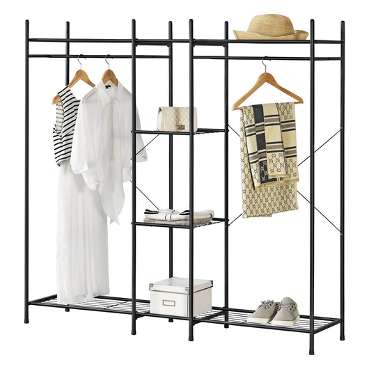 Organizzatore Guardaroba, Scaffalatura con 2 Aste Appendiabiti e 4 Ripiani, Cabina Armadio Senza Ante (AxLaxP) 150 x 150