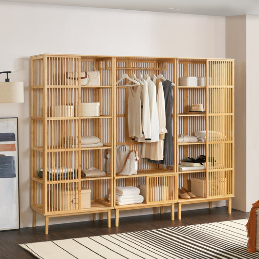 Set Organizzatore Guardaroba in Bambù 1 Armado Aperto e 2 Scaffali [en.casa]