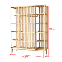 Armadio Guardaroba Hudiksvall in Bambù Naturale con 2 Ante Scorrevoli 185x140x45 cm [en.casa]