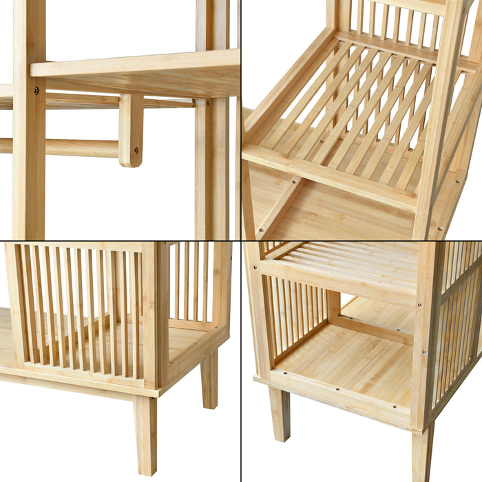 Armadio Guardaroba Hudiksvall in Bambù Naturale con 2 Ante Scorrevoli 185x140x45 cm [en.casa]