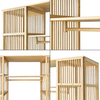 Armadio Guardaroba Hudiksvall in Bambù Naturale con 2 Ante Scorrevoli 185x140x45 cm [en.casa]