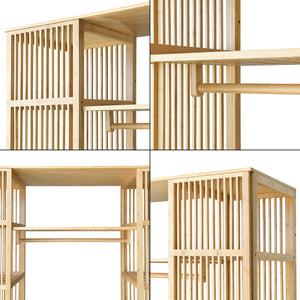 Armadio Guardaroba Hudiksvall in Bambù Naturale con 2 Ante Scorrevoli 185x140x45 cm [en.casa]