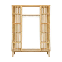 Armadio Guardaroba Hudiksvall in Bambù Naturale con 2 Ante Scorrevoli 185x140x45 cm [en.casa]