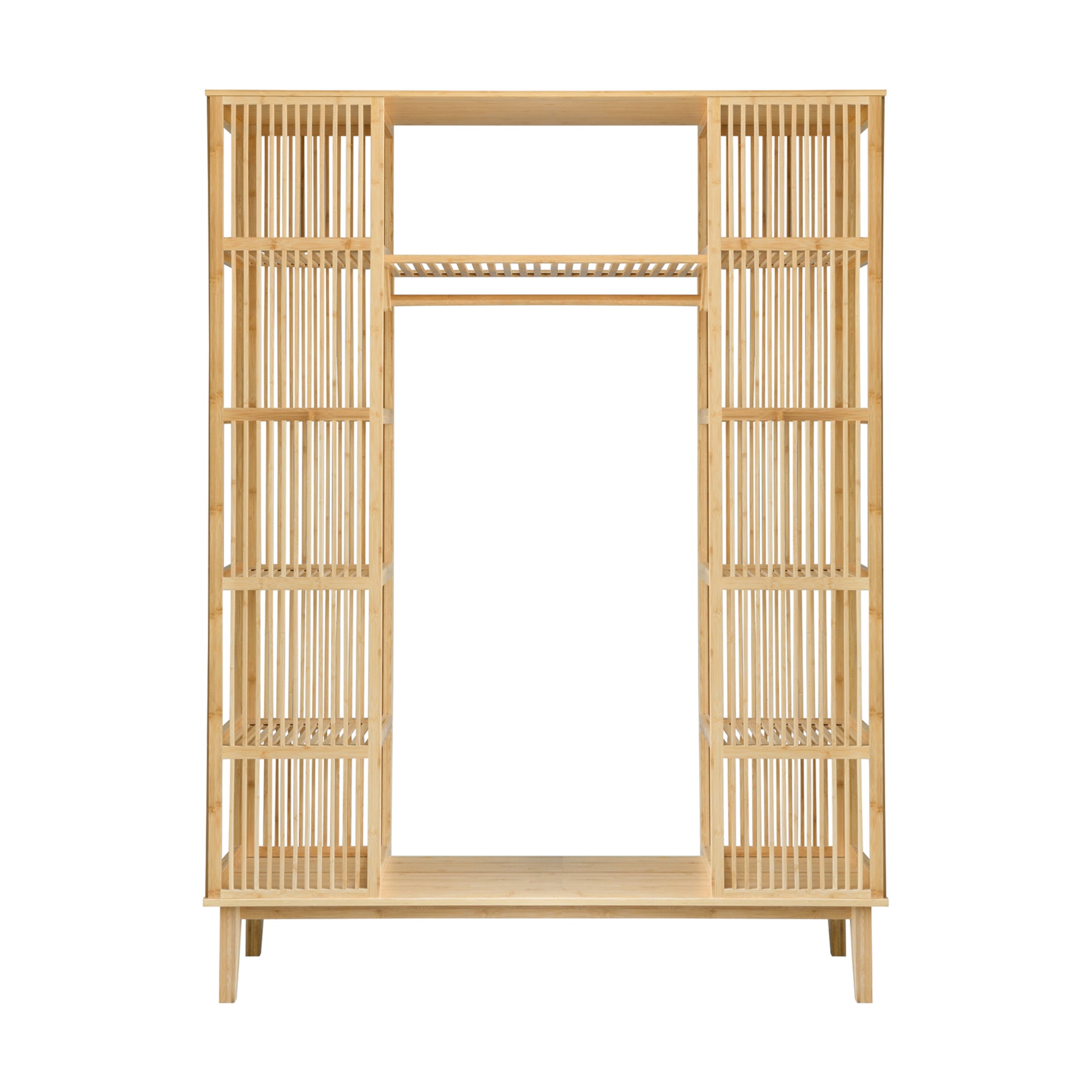 Armadio Guardaroba Hudiksvall in Bambù Naturale con 2 Ante Scorrevoli 185x140x45 cm [en.casa]