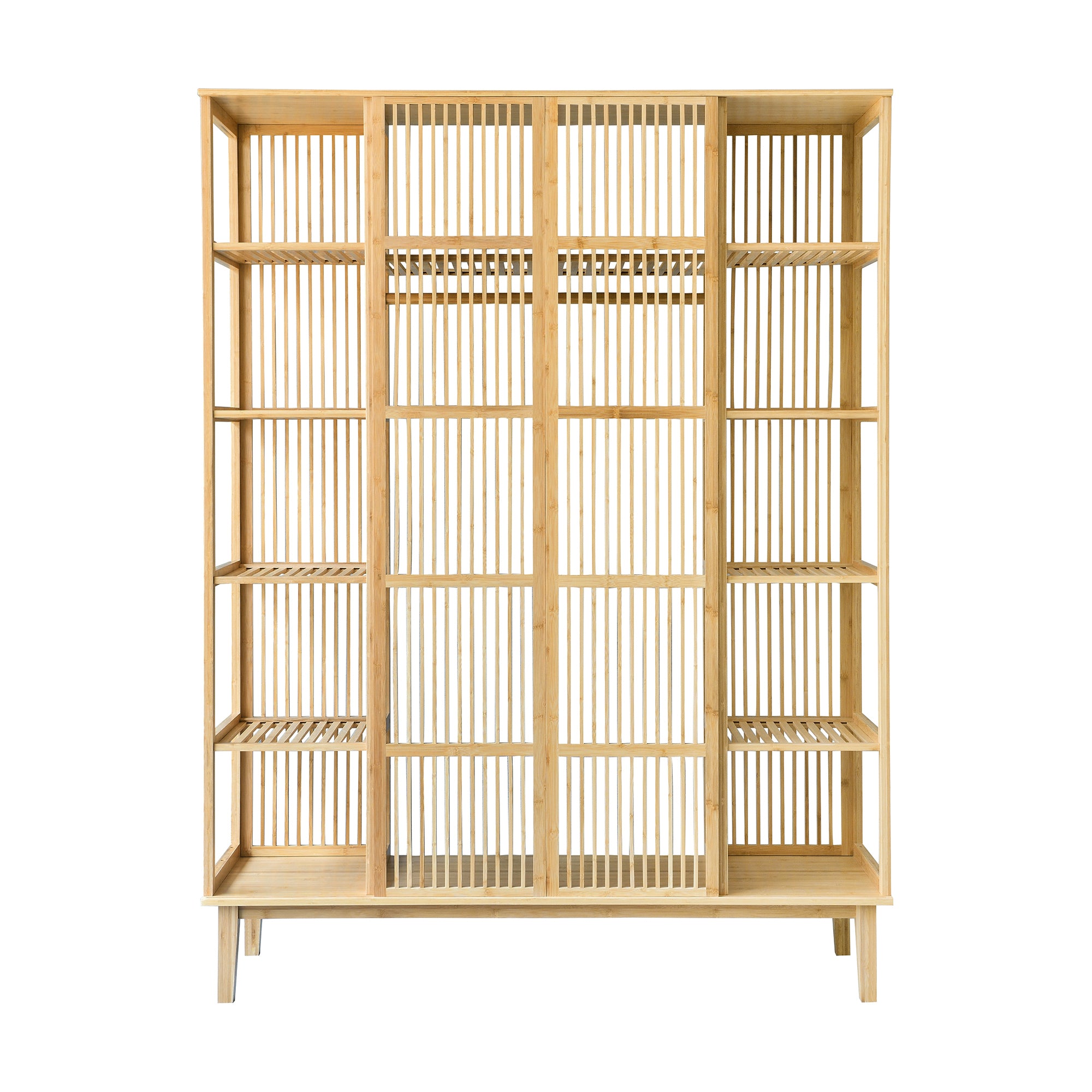 Armadio Guardaroba Hudiksvall in Bambù Naturale con 2 Ante Scorrevoli 185x140x45 cm [en.casa]