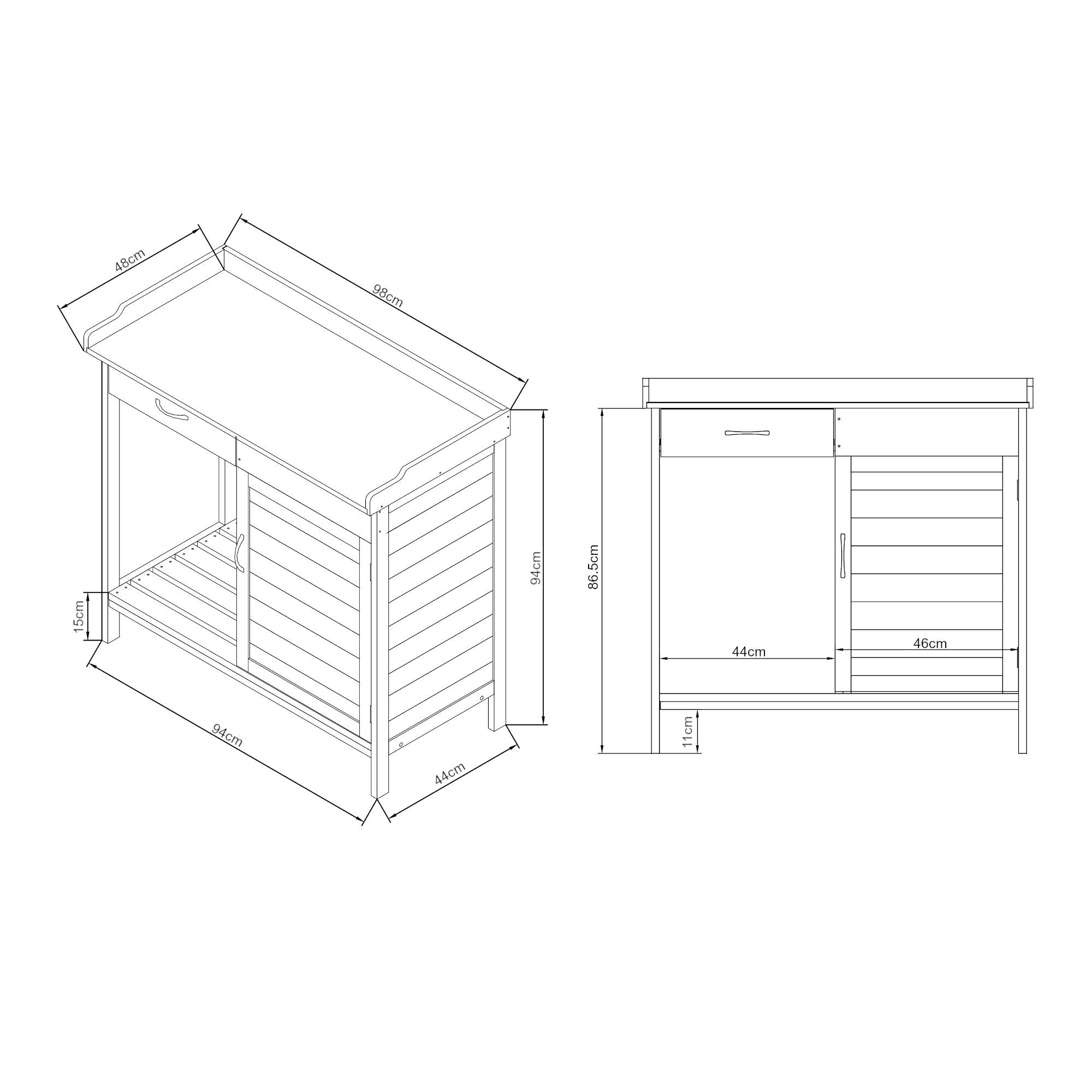 Banco di Lavoro per Giardinaggio Aliano in Legno di Abete - Grigio casa.pro