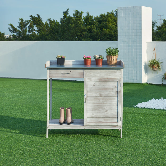 Banco di Lavoro per Giardinaggio Aliano in Legno di Abete - Grigio casa.pro