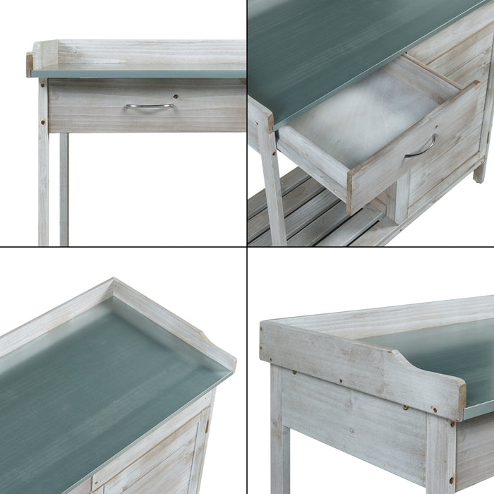 Banco di Lavoro per Giardinaggio Aliano in Legno di Abete - Grigio casa.pro