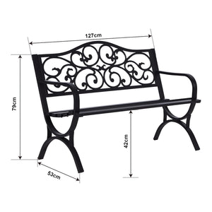 Panca da Giardino Utav con Schienale e Braccioli in Acciaio - Grigio Scuro con Patina Verde casa.pro