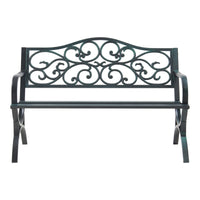 Panca da Giardino Utav con Schienale e Braccioli in Acciaio - Grigio Scuro con Patina Verde casa.pro