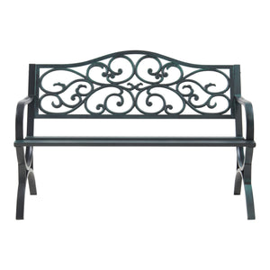 Panca da Giardino Utav con Schienale e Braccioli in Acciaio - Grigio Scuro con Patina Verde casa.pro