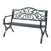 Panca da Giardino Utav con Schienale e Braccioli in Acciaio - Grigio Scuro con Patina Verde casa.pro