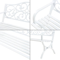 Panca da Giardino Utav con Schienale e Braccioli in Acciaio - Bianco casa.pro