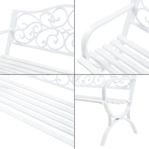 Panca da Giardino Utav con Schienale e Braccioli in Acciaio - Bianco casa.pro