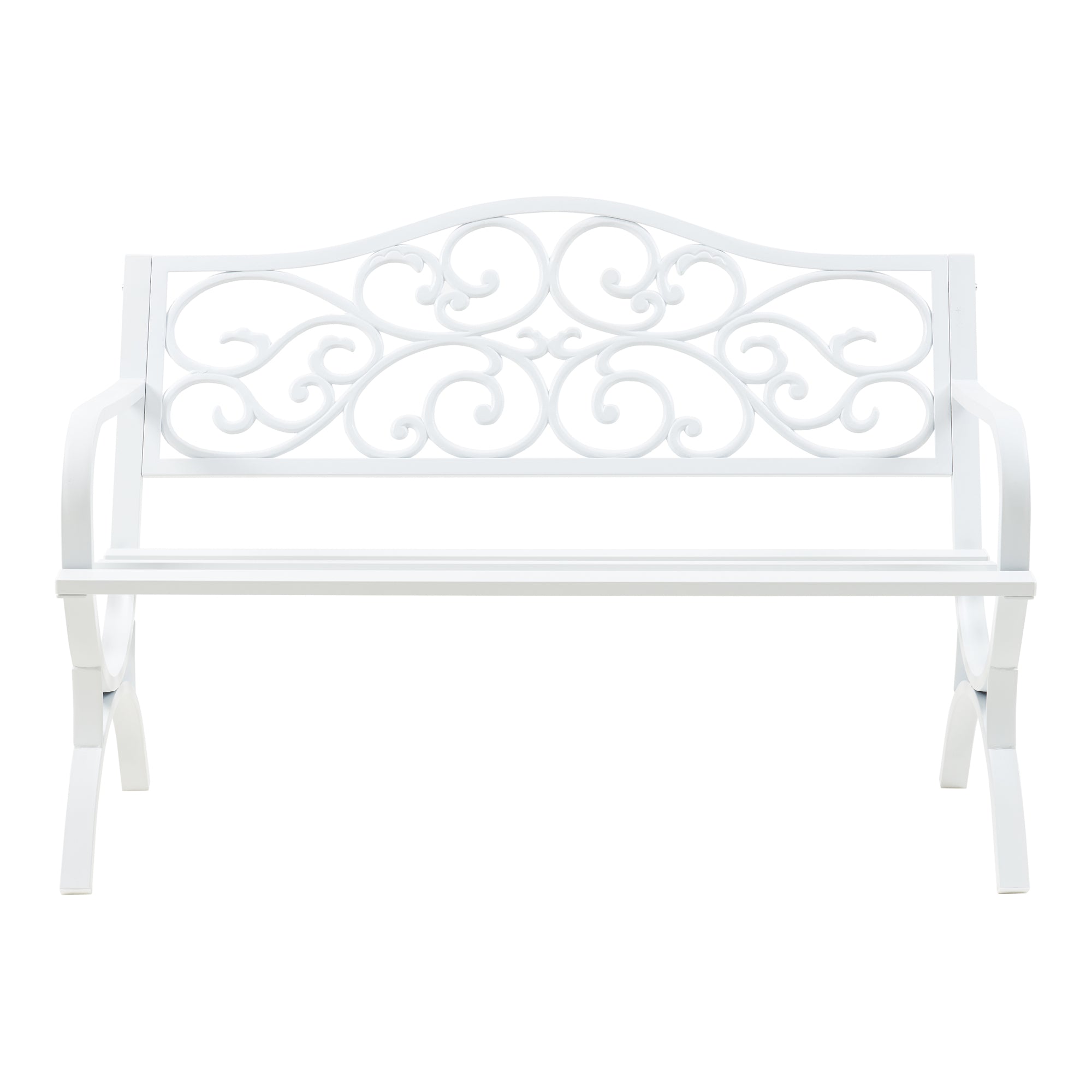 Panca da Giardino Utav con Schienale e Braccioli in Acciaio - Bianco casa.pro