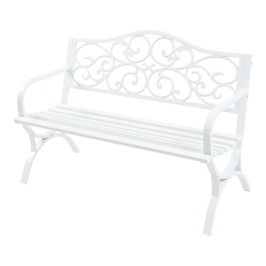 Panca da Giardino Utav con Schienale e Braccioli in Acciaio - Bianco casa.pro