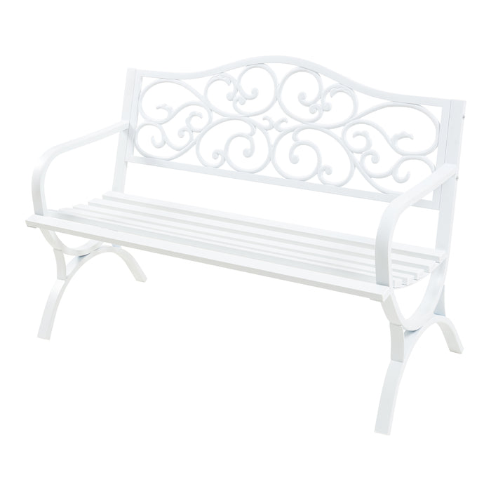 Panca da Giardino Utav con Schienale e Braccioli in Acciaio - Bianco casa.pro