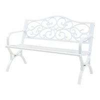 Panca da Giardino Utav con Schienale e Braccioli in Acciaio - Bianco casa.pro