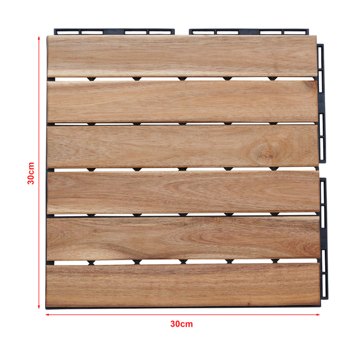 Set Alliste di 10 Piastrelle per Pavimentazione da Esterno Design Lineare in Legno Naturale casa.pro