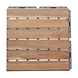Set Alliste di 10 Piastrelle per Pavimentazione da Esterno Design Lineare in Legno Naturale casa.pro