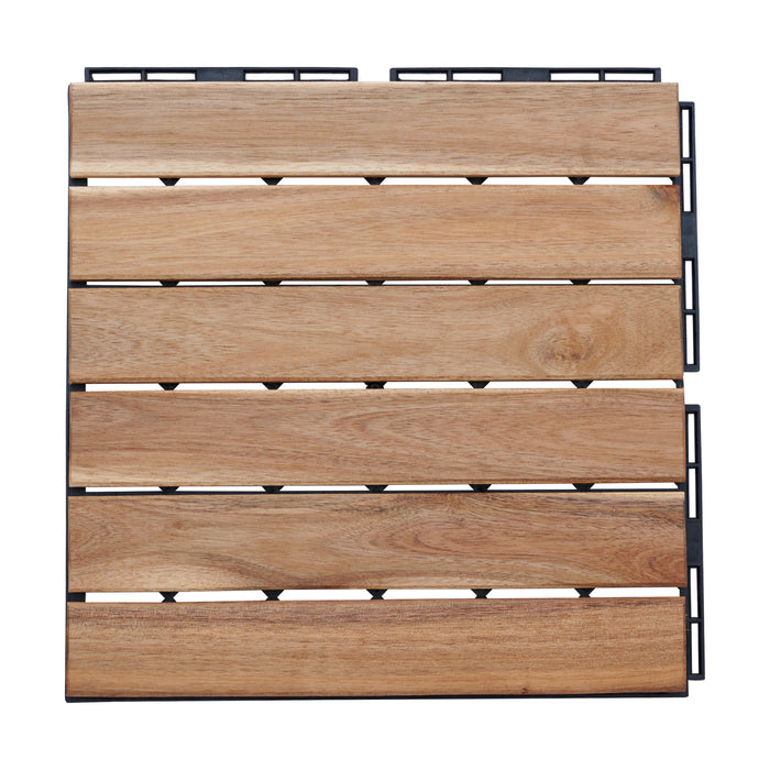 Set Alliste di 10 Piastrelle per Pavimentazione da Esterno Design Lineare in Legno Naturale casa.pro