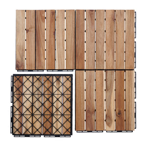 Set Alliste di 10 Piastrelle per Pavimentazione da Esterno Design Lineare in Legno Naturale casa.pro