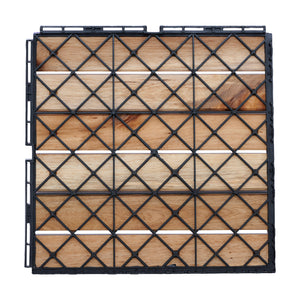 Set Alliste di 10 Piastrelle per Pavimentazione da Esterno Design Lineare in Legno Naturale casa.pro