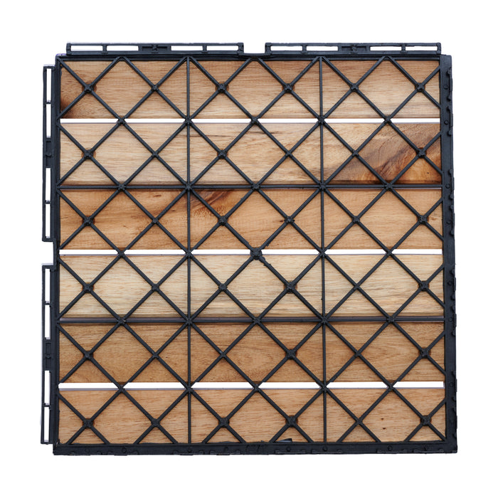Set Alliste di 10 Piastrelle per Pavimentazione da Esterno Design Lineare in Legno Naturale casa.pro