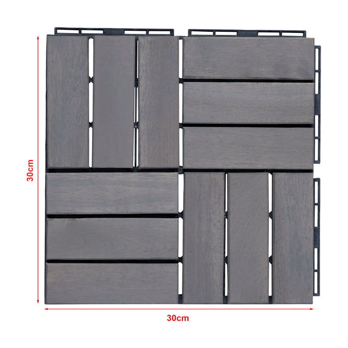 Set Alliste di 10 Piastrelle per Pavimentazione da Esterno Design Mosaico in Legno - Grigio casa.pro