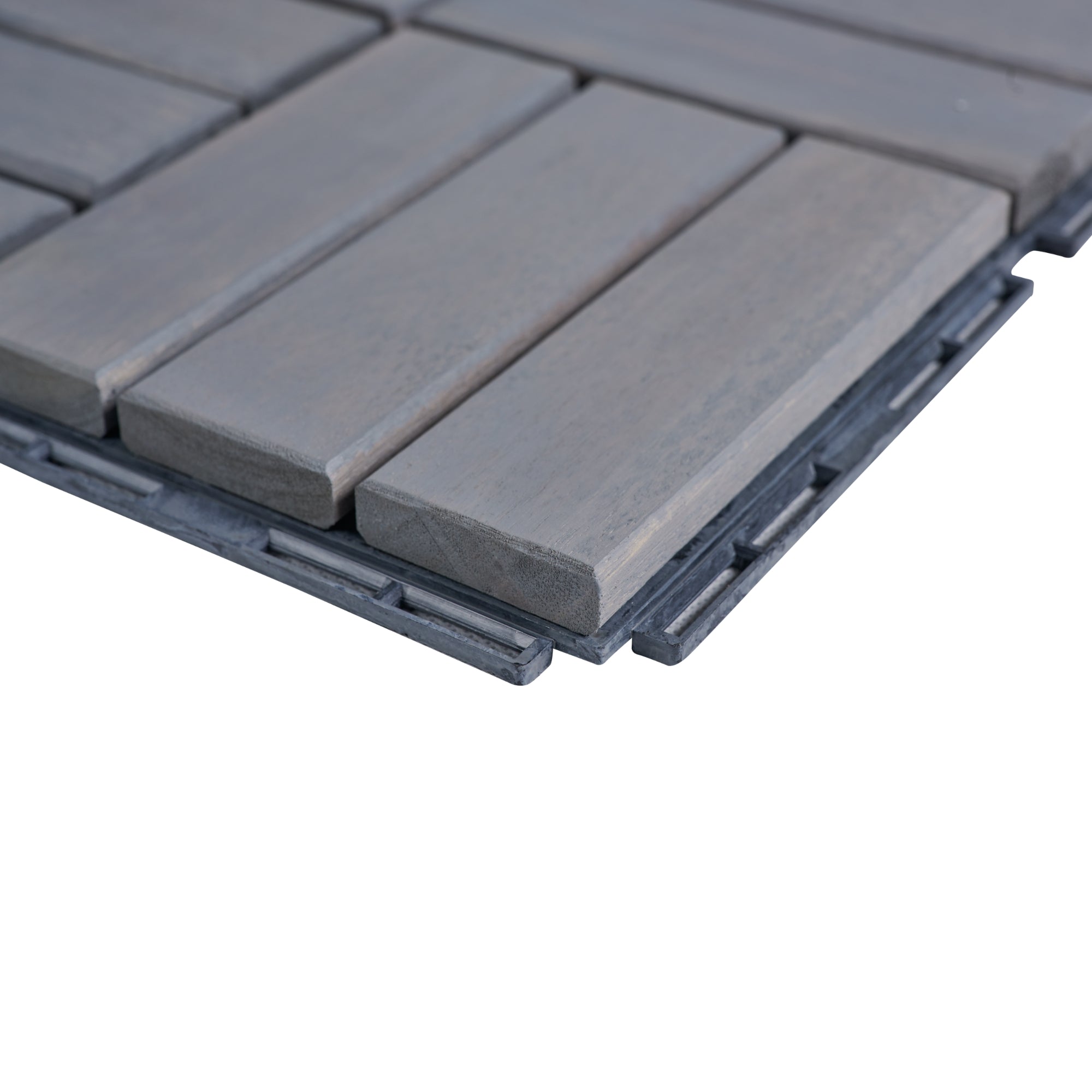 Set Alliste di 10 Piastrelle per Pavimentazione da Esterno Design Mosaico in Legno - Grigio casa.pro