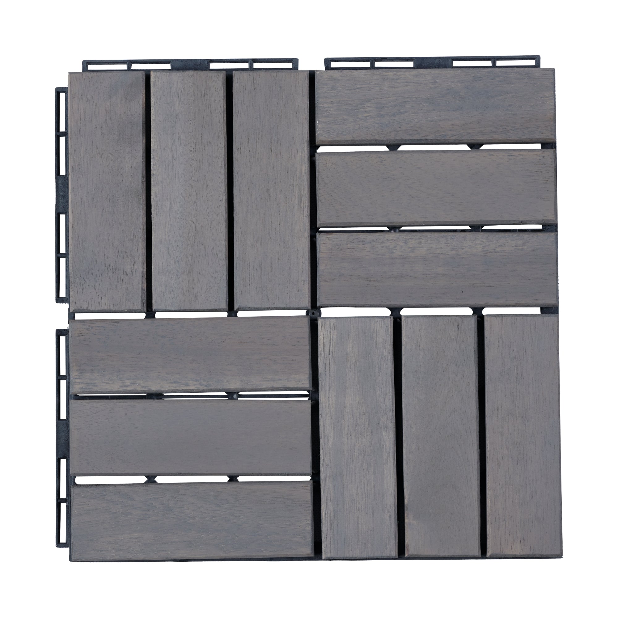 Set Alliste di 10 Piastrelle per Pavimentazione da Esterno Design Mosaico in Legno - Grigio casa.pro