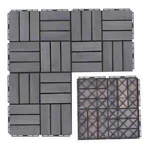 Set Alliste di 10 Piastrelle per Pavimentazione da Esterno Design Mosaico in Legno - Grigio casa.pro