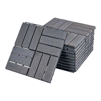 Set Alliste di 10 Piastrelle per Pavimentazione da Esterno Design Mosaico in Legno - Grigio casa.pro
