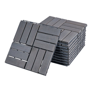 Set Alliste di 10 Piastrelle per Pavimentazione da Esterno Design Mosaico in Legno - Grigio casa.pro